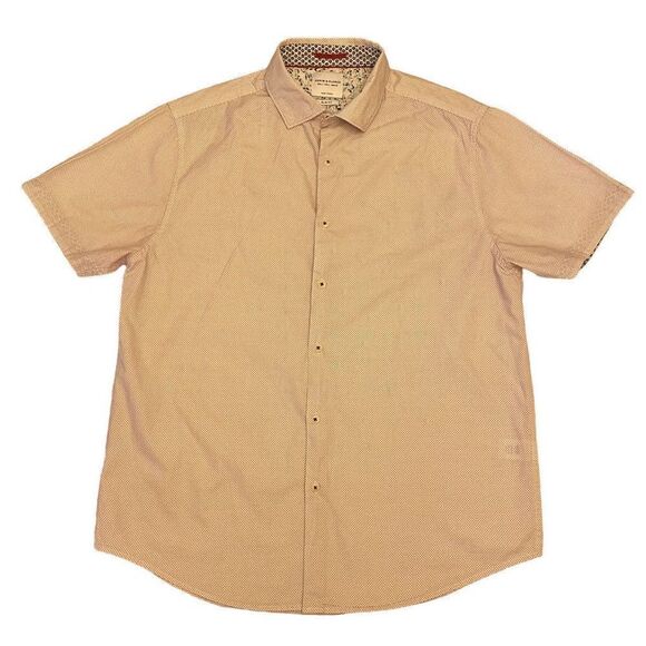 Denim & Flower Slim Fit Button Down Short Sleeve Shirt Sz L - Picture 1 of 12